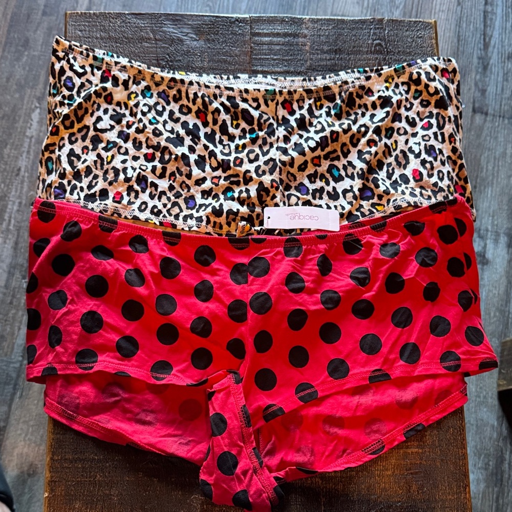 Cacique Leopard Print and Red Polka Dot panties size 22/24
